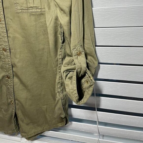 ANTHROPOLOGIE Maeve Averio Safari Green Belted Button Down Shirt size 2 - Picture 4 of 7